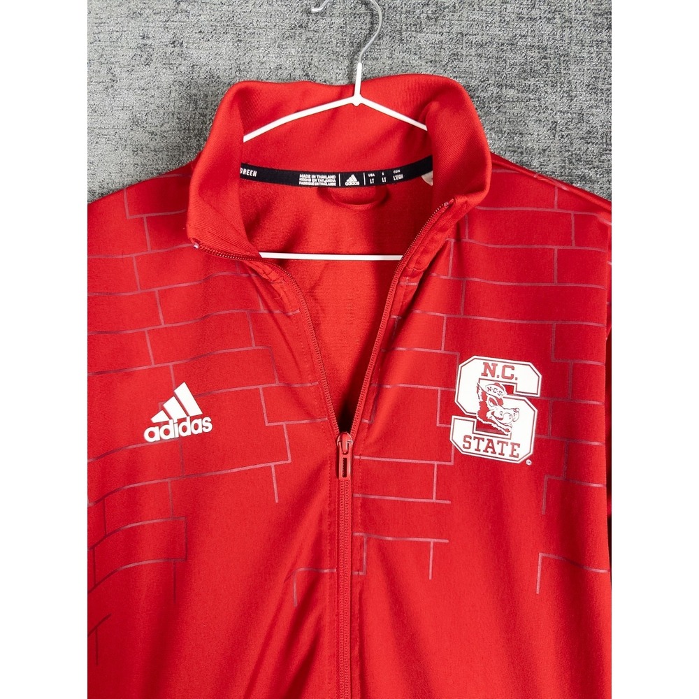 Adidas NCAA NC Wolf‎ State Pack Mens LT Red Full Zip Jacket Graphic Print
